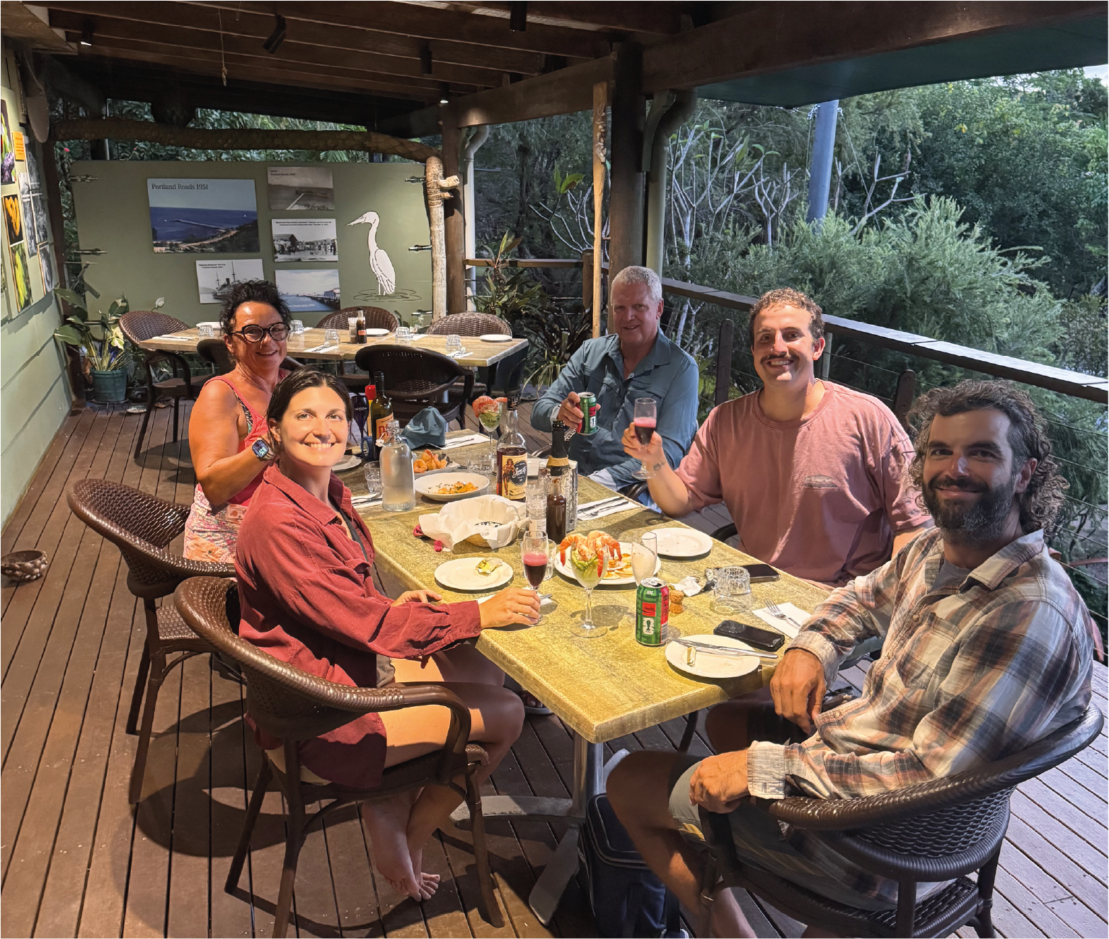 Customers sharing a meal at Out of the Blue Café