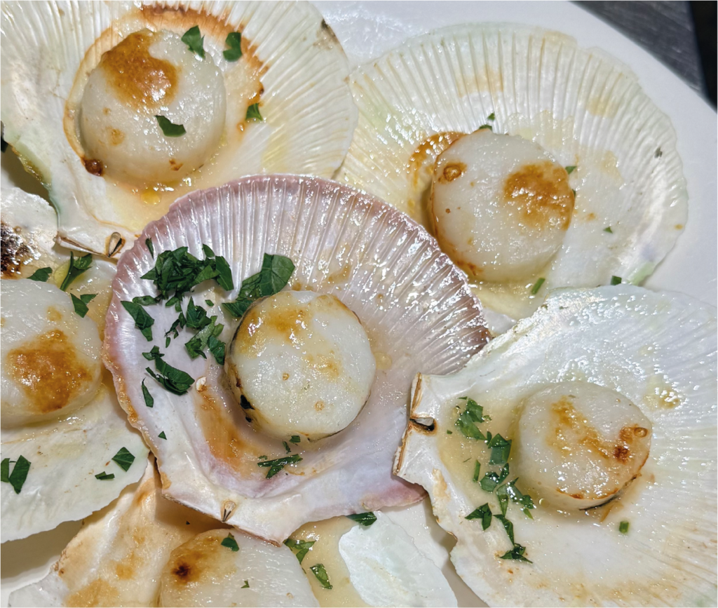 Miso scallops at Out of the Blue Café