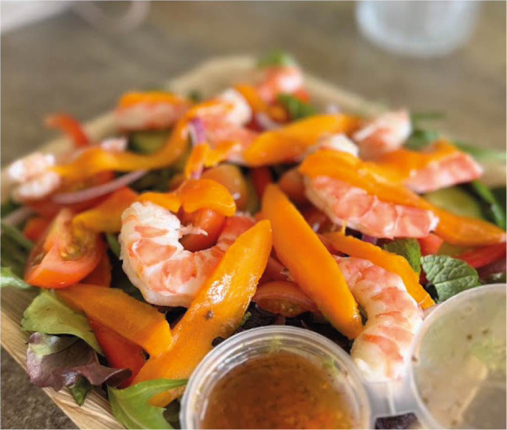 Prawn & mango salad from Out of the Blue Cafe