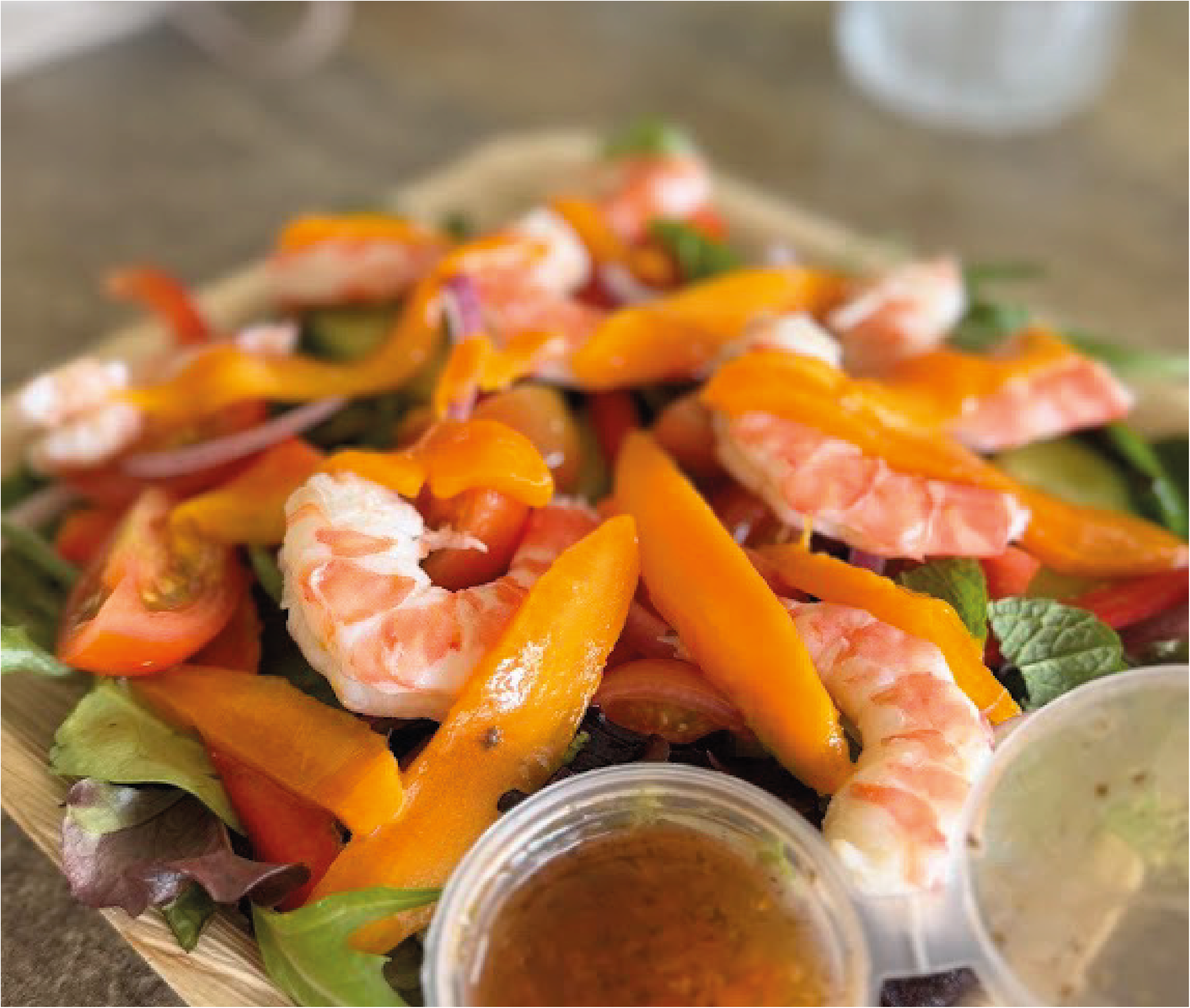 Prawn & mango salad from Out of the Blue Cafe
